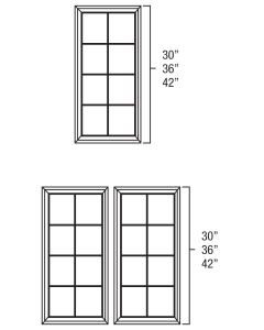 Platinum Shaker 15x36" Single Glass Mullion Doors For Kitchen