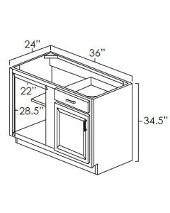 Midnight Black Shaker 36" Blind Corner Base For Kitchen