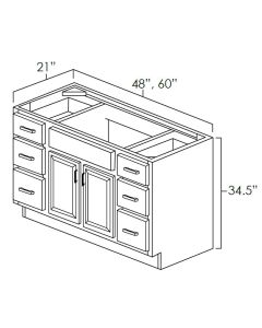 Platinum Shaker 48x21" Double Door Vanity Cabinets For Kitchen