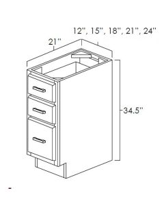 Aspen White 12x21" Vanity Drawer Base Cabinets For Kitchen