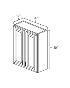 Glazed Mocha 39x30" Double Door Wall Cabinet For Kitchen