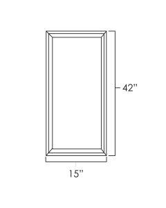Hickory Shaker 15x42" Single Plain Glass Doors For Kitchen