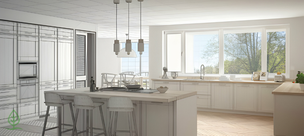 Design concept for a modern kitchen featuring slim shaker cabinets showcasing various finishes and hardware options for slim shaker cabinets